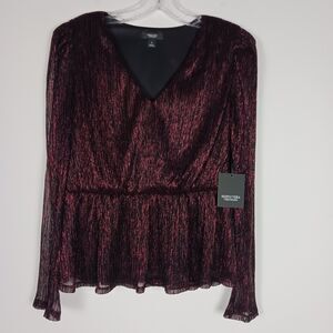 Simply Vera Vera Wang Sparkly Metallic Blouse Women's Sz Small NWT Purple Black